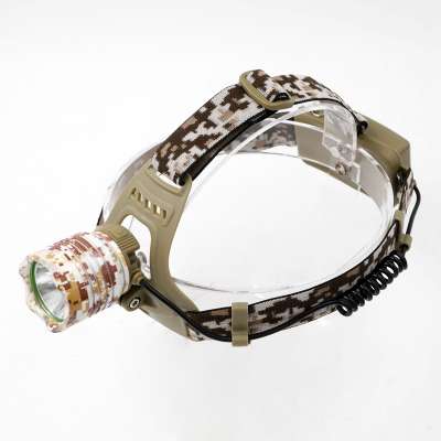 Military camouflage LED Headlamp XM-L T6 Headlight frontale Flashlight 3 Mode Torch Lights with AC Car Charger