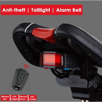 Bicycle Wireless Anti-theft Alarm Lock Bike Remote Control Rear Light Antusi Bell Cycling Safety Taillight Bicicletas Smart Lamp