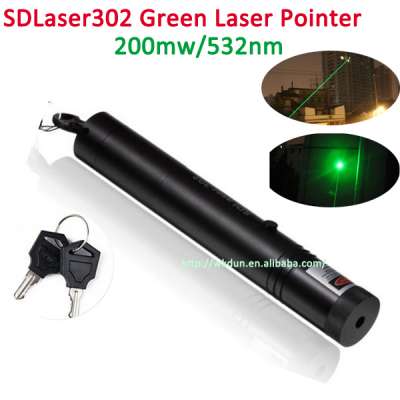 Portable SDlaser 302 200mw 532nm Green Laser pinter with key switch